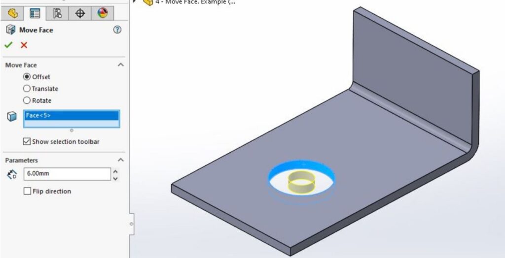 Move face offset menu solidworks